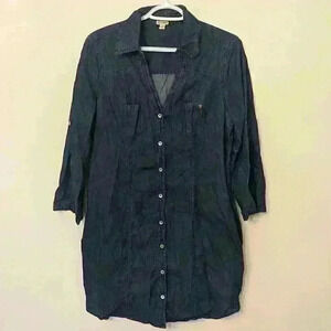 Guess, Button down, jean, mini dress,  Bleu , Size Large, with pocket